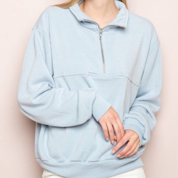 brandy melville heather gray oversize 1//4 zip Missy pocket sweatshirt NWT sz M